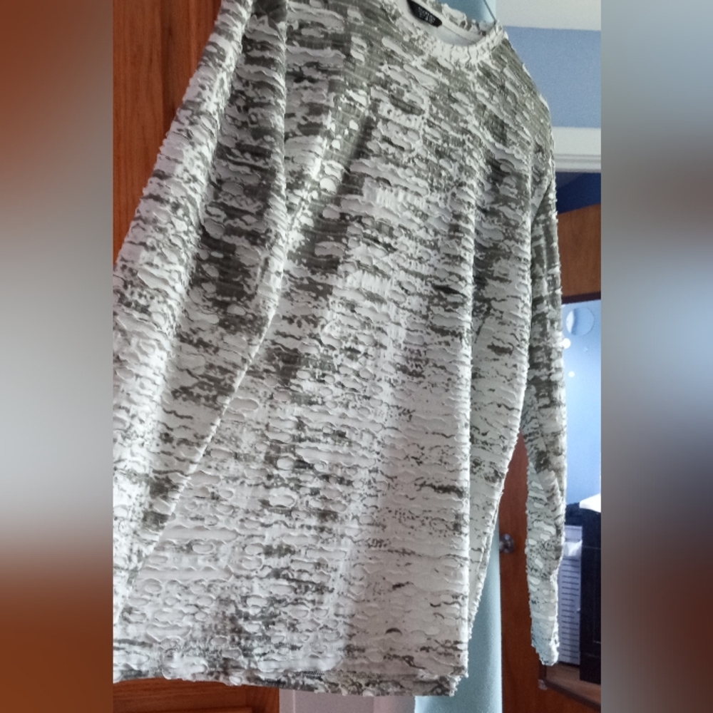 Coofandy Long Sleeve Gray & White Textured Tunic